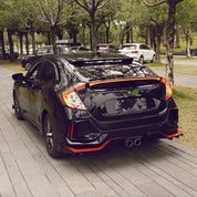 TunerGenix LED rear bumper light Honda Civic installed on black car parked on tree-lined street