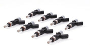 Set of eight Premier Tuning Group M156 fuel injectors with black connectors and metal tips