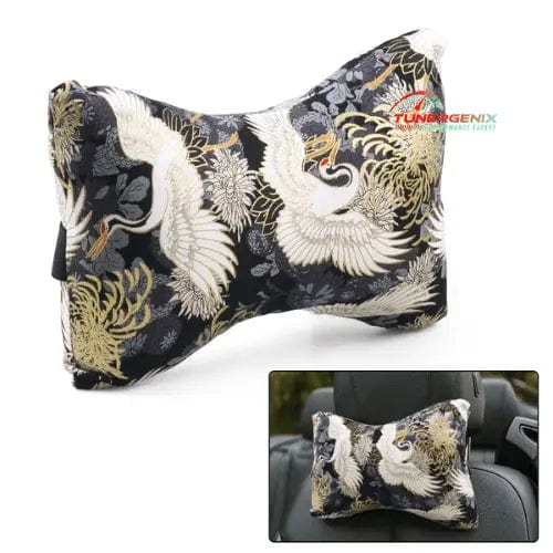 TunerGenix Pillow Black Crane SamuraiSupport Car Seat Pillow