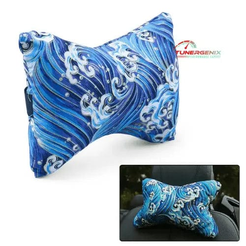 TunerGenix Pillow Blue Wave SamuraiSupport Car Seat Pillow