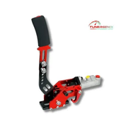 TunerGenix racing hydraulic handbrake in red and black with ergonomic grip and durable metal frame
