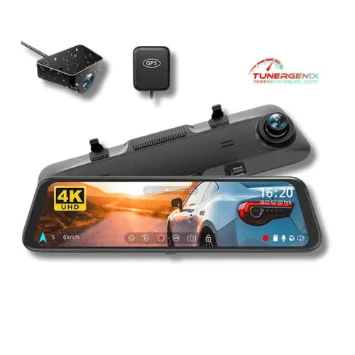 TunerGenix Rearview Mirror Camera With Hard Wired Kit Front and Rear 4K Dash Cam