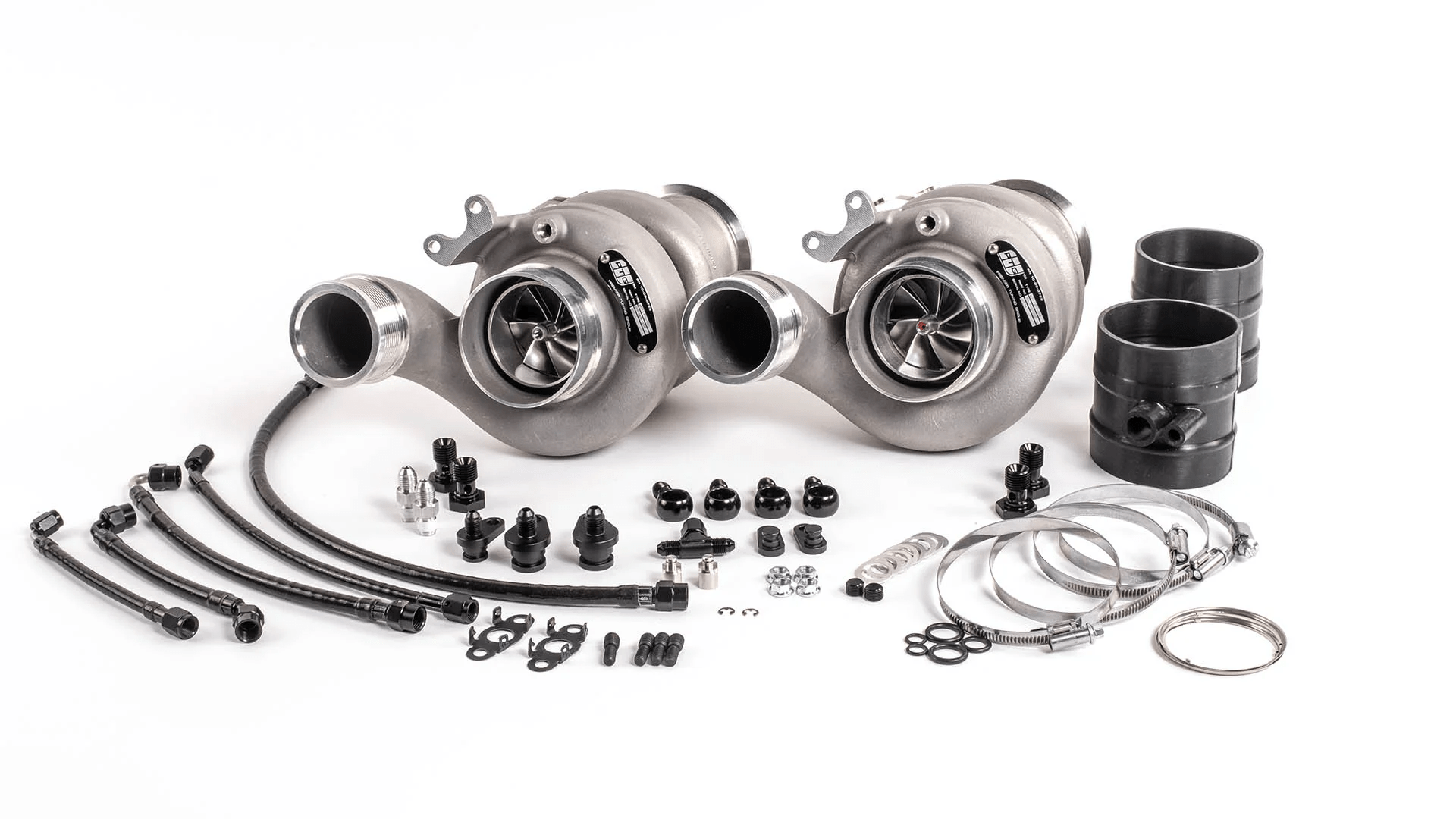 PTG 1000 M177.1 Turbo System by TunerGenix dual turbochargers with installation components and clamps
