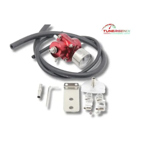 TunerGenix Acura RSX turbo kit components including fuel pressure regulator and installation hardware