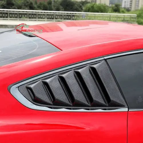 TunerGenix Ford Mustang side window cover in sleek carbon fiber design for enhanced style