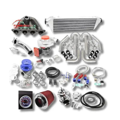 TunerGenix Honda Civic turbo kit complete with components for enhanced engine performance and power