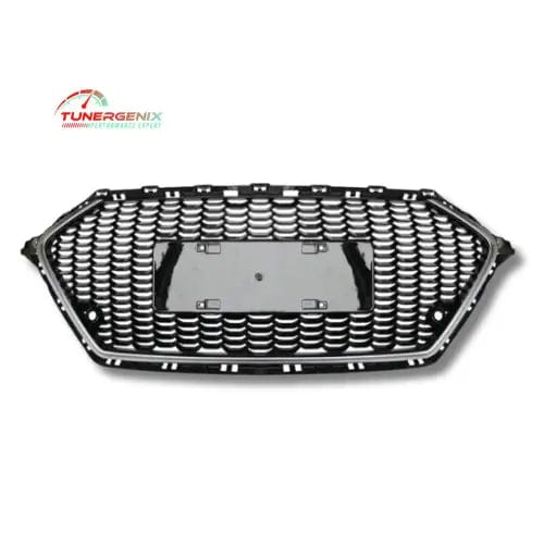 TunerGenix Hyundai Elantra honeycomb grille featuring a sleek black design for enhanced front style