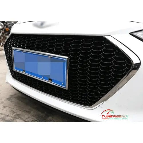 Hyundai Elantra honeycomb grille design with a sleek black finish for enhanced vehicle styling