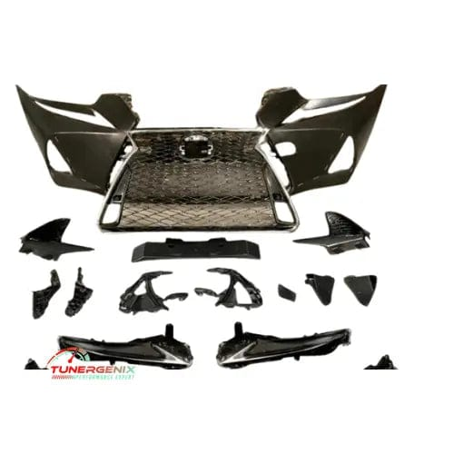 Lexus IS front bumper kit by TunerGenix with multiple components for customized vehicle upgrades