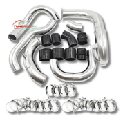 TunerGenix Nissan 350Z turbo kit featuring polished pipes, connectors, and clamps for enhanced performance