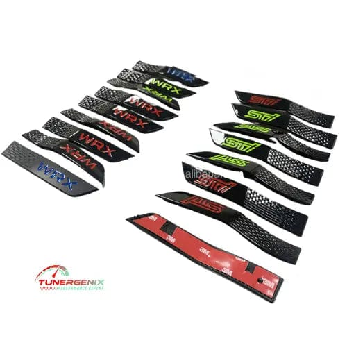 Subaru WRX emblem badge set featuring various designs for customizing your vehicle