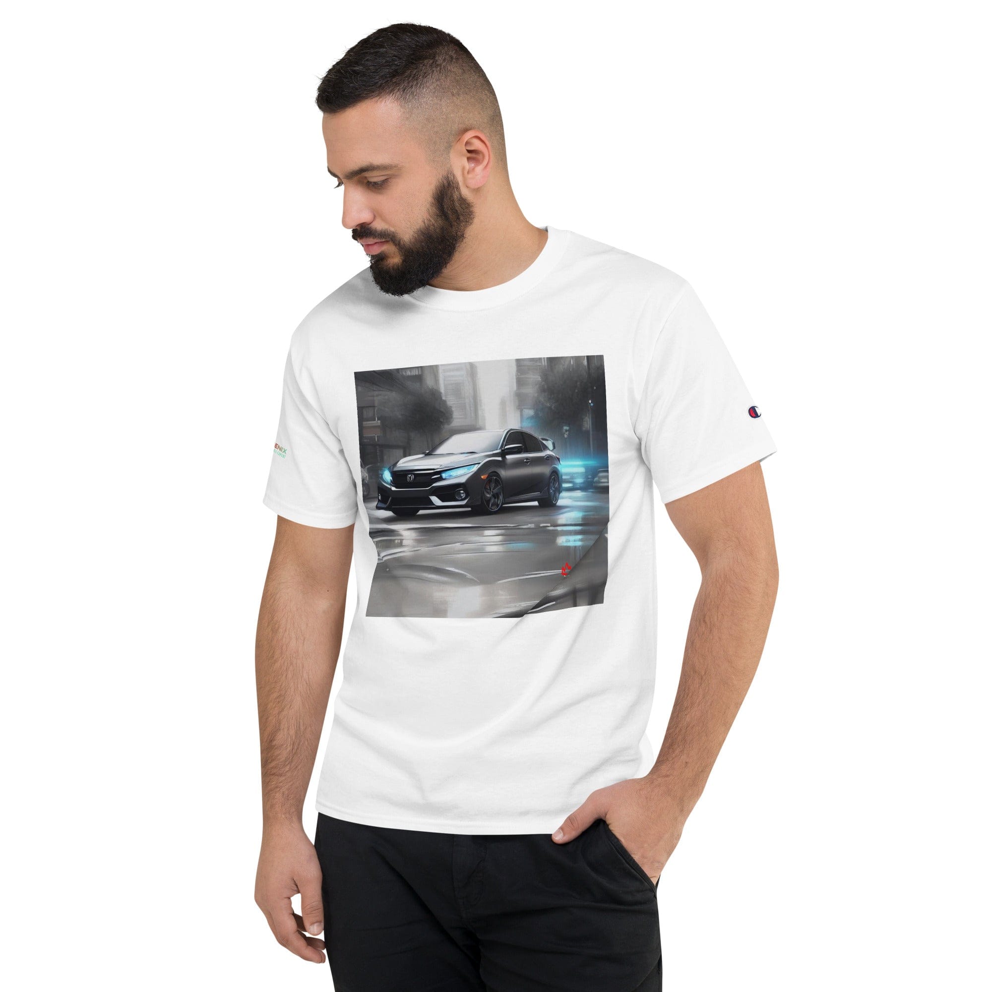 TunerGenix Apparel/Misc White / S Blue Light Men's Champion T-Shirt