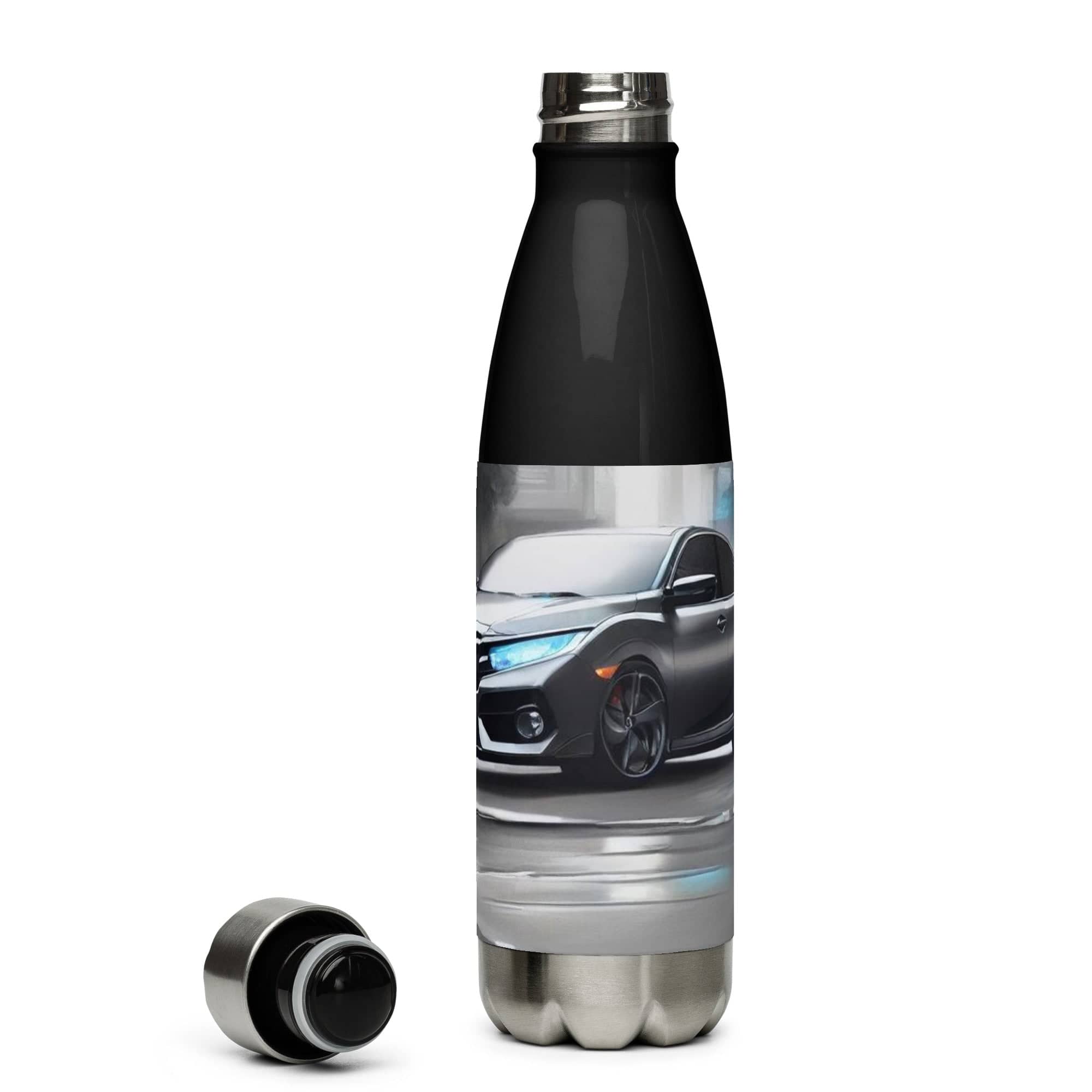 TunerGenix Water Bottle Black Blue Light Stainless Steel Water Bottle