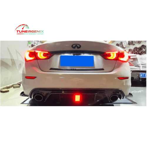 TunerGenix Rear Diffuser Carbon Fiber Rear Diffuser With LED for Infiniti Q50 14-17