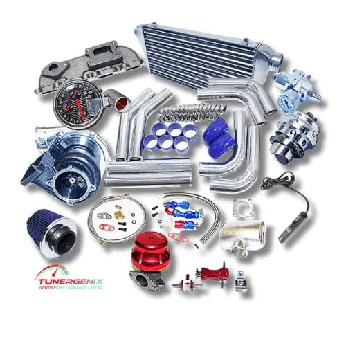 TunerGenix Dodge Neon SRT turbo kit components including intercooler, turbocharger, and piping