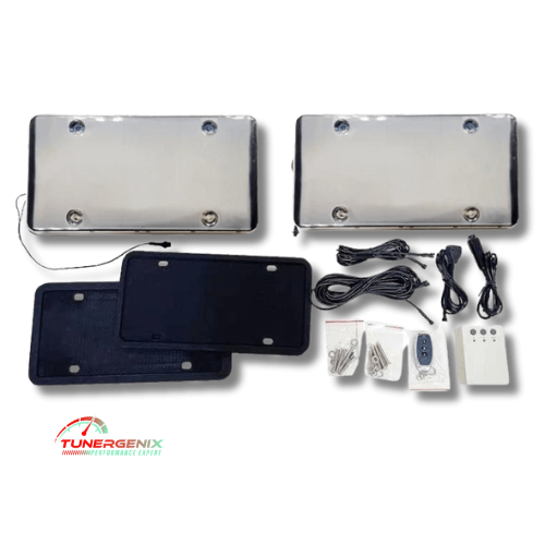 TunerGenix Electric License Plate Cover Kit with Remote 2pcs Electric License Plate Cover Kit with Remote