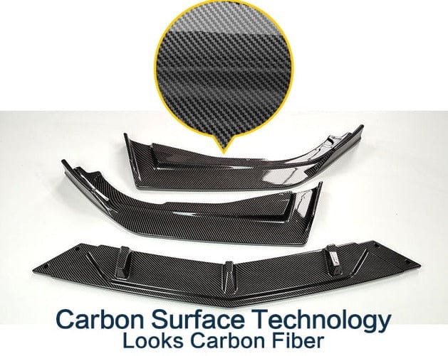 TunerGenix Front Splitter Carbon Surface Front Splitter Kit for Honda Accord 18-20 3Pcs