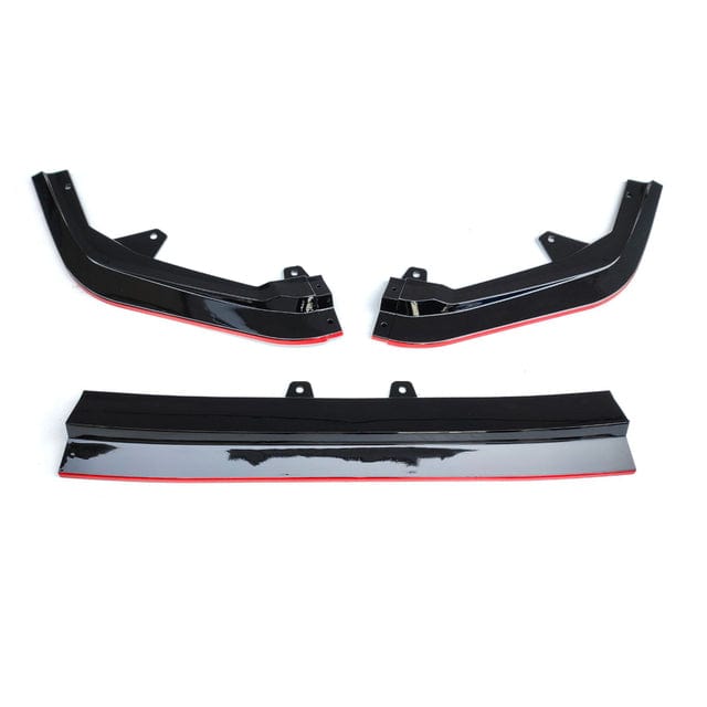TunerGenix Front Splitter Black Red Front Splitter Kit for Honda Civic 11 GEN 22-23 3Pcs