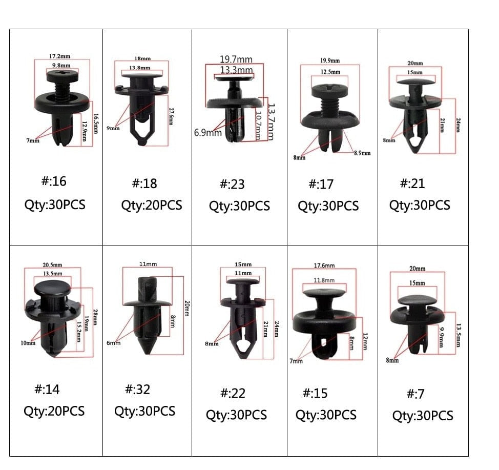 TunerGenix Mixed Fastener Mixed Fastener Clip And Tool Fender/Bumper 280 pcs