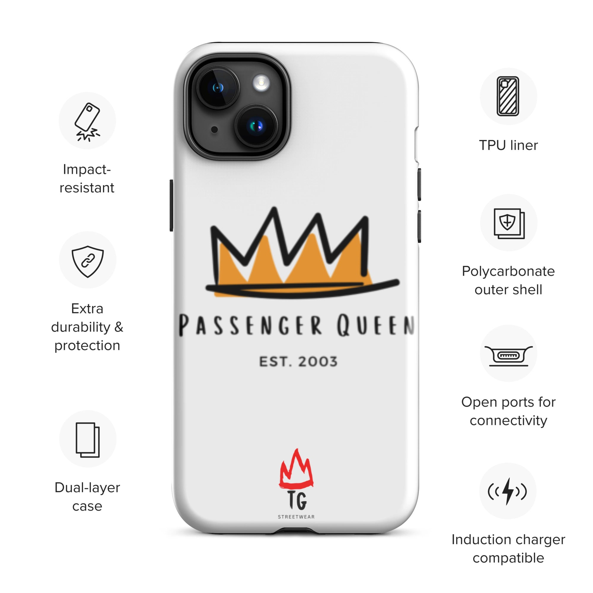 TunerGenix Glossy / iPhone 15 Plus Passenger Queen Tough Case for iPhone®