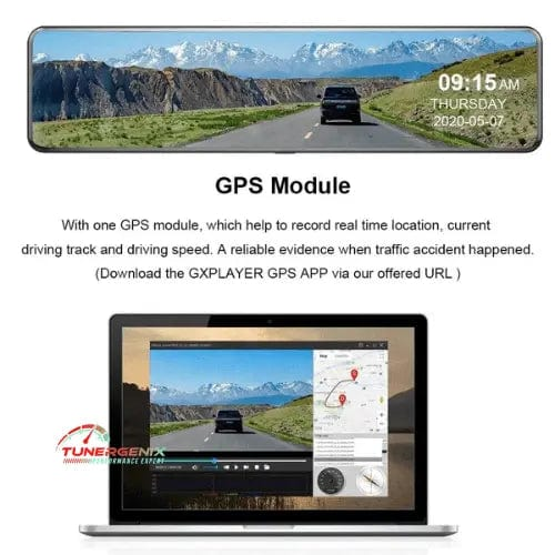 TunerGenix Rearview Mirror Camera Rearview Mirror Dash Camera 4K+1080P