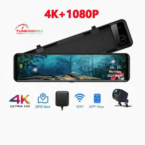 TunerGenix Rearview Mirror Camera Rearview Mirror Dash Camera 4K+1080P