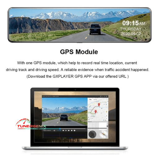 TunerGenix Rearview Mirror Camera Rearview Mirror Dash Camera 4K+1080P