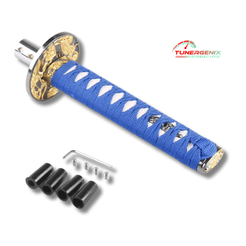 TunerGenix Shift Knob 200MM Blue/White Katana Samurai Sword Shift Knob