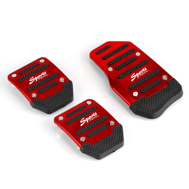 TunerGenix Interior Accessories Red Universal Aluminum Pedal Cover Set Kit