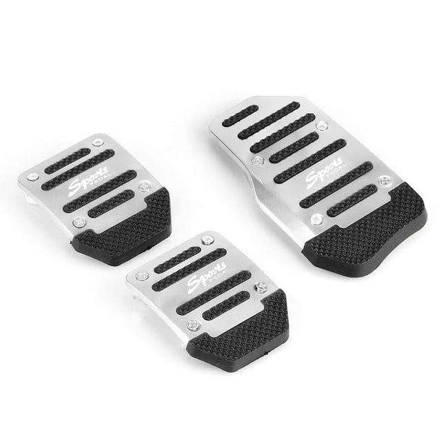 TunerGenix Interior Accessories Silver Universal Aluminum Pedal Cover Set Kit