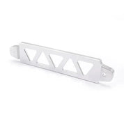 TunerGenix silver performance battery tie down with triangular cutouts for secure battery mounting