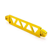 TunerGenix gold performance battery tie down with triangular cutouts for secure battery mounting